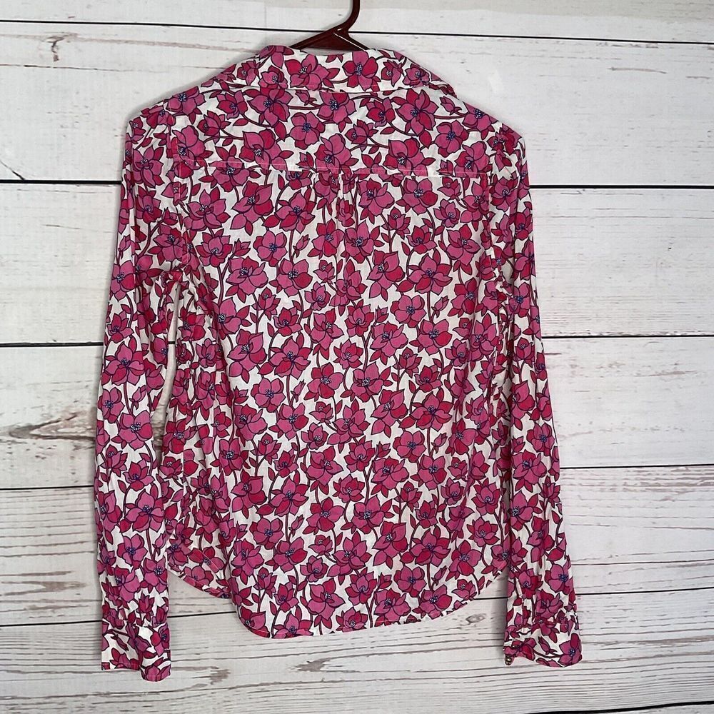 Lilly Pulitzer Womens Shirt Size 2 Pink Floral Blouse Long Sleeve Button Front - Picture 7 of 9
